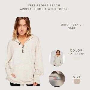 Free People Beach Arrival Hoodie Toggle Heather Grey Size L